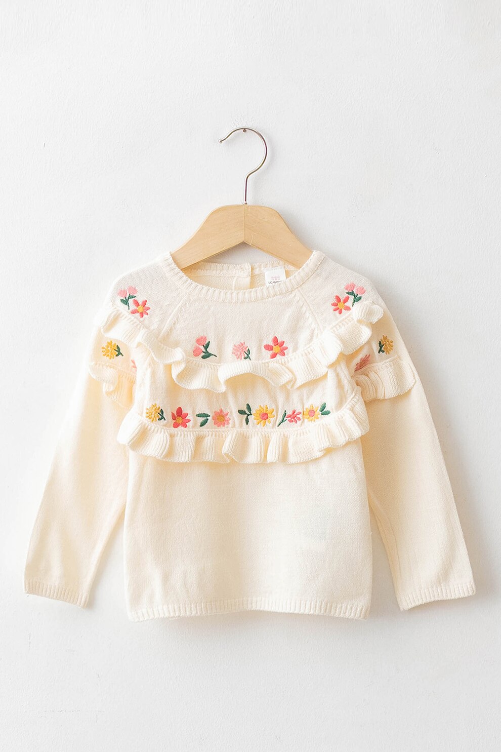 LC WAIKIKI, Pulover cu volane si broderii florale