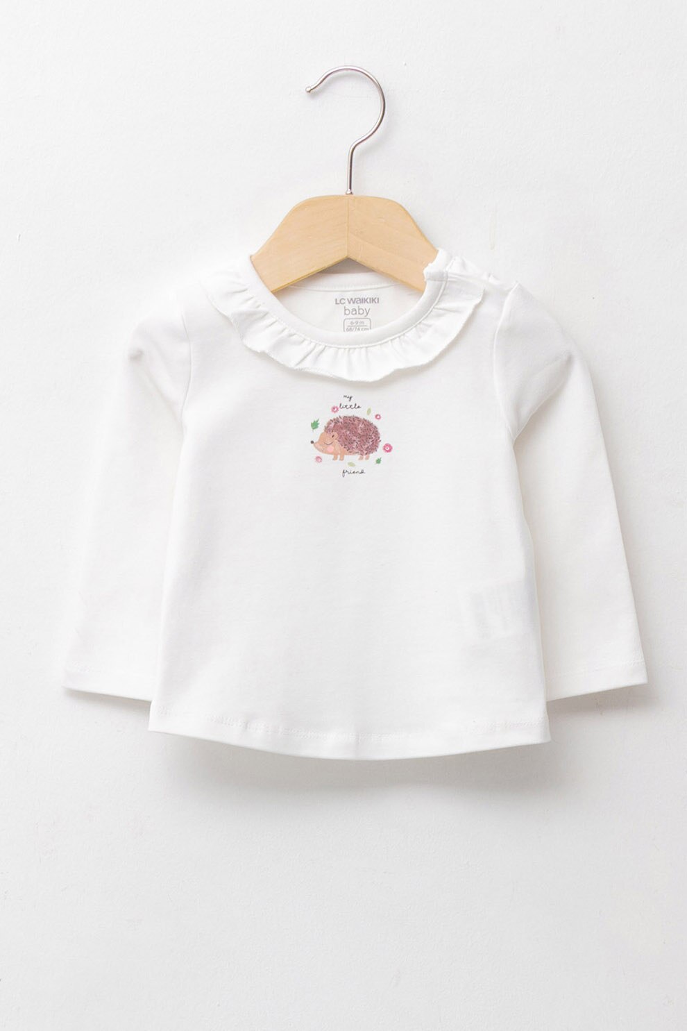 LC WAIKIKI, Bluza din amestec de bumbac cu volane pe guler, Alb