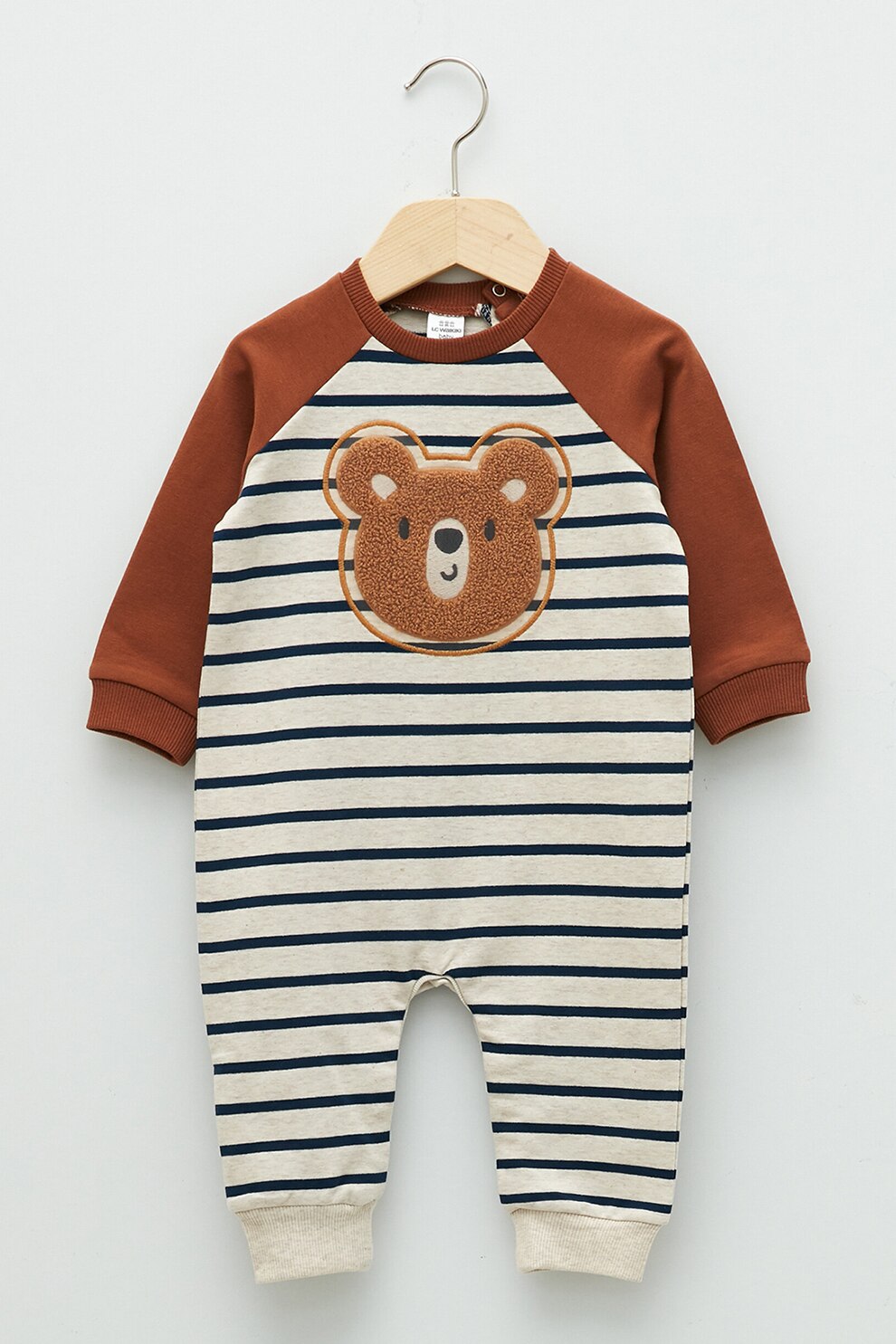 LC WAIKIKI, Salopeta cu model in dungi si ursulet, Maro/Crem