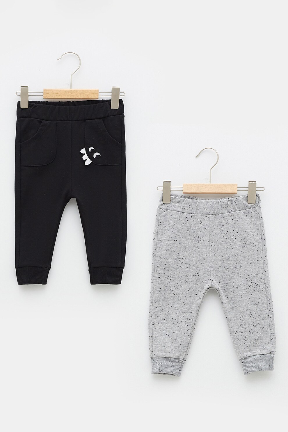 LC WAIKIKI, Set de pantaloni sport cu model - 2 perechi, Negru/Gri