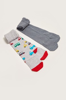 LC WAIKIKI, Set de dresuri cu Cars - 2 perechi, Gri melange/Rosu/Albastru, 68-80 CM LC WAIKIKI, Set de dresuri cu Cars - 2 perechi, Gri melange/Rosu/Albastru, 68-80 CM