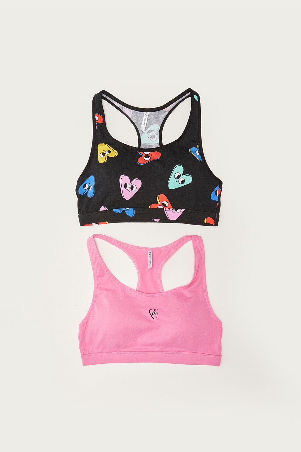 LC WAIKIKI, Set de bustiere cu imprimeu - 2 piese, Negru/Roz