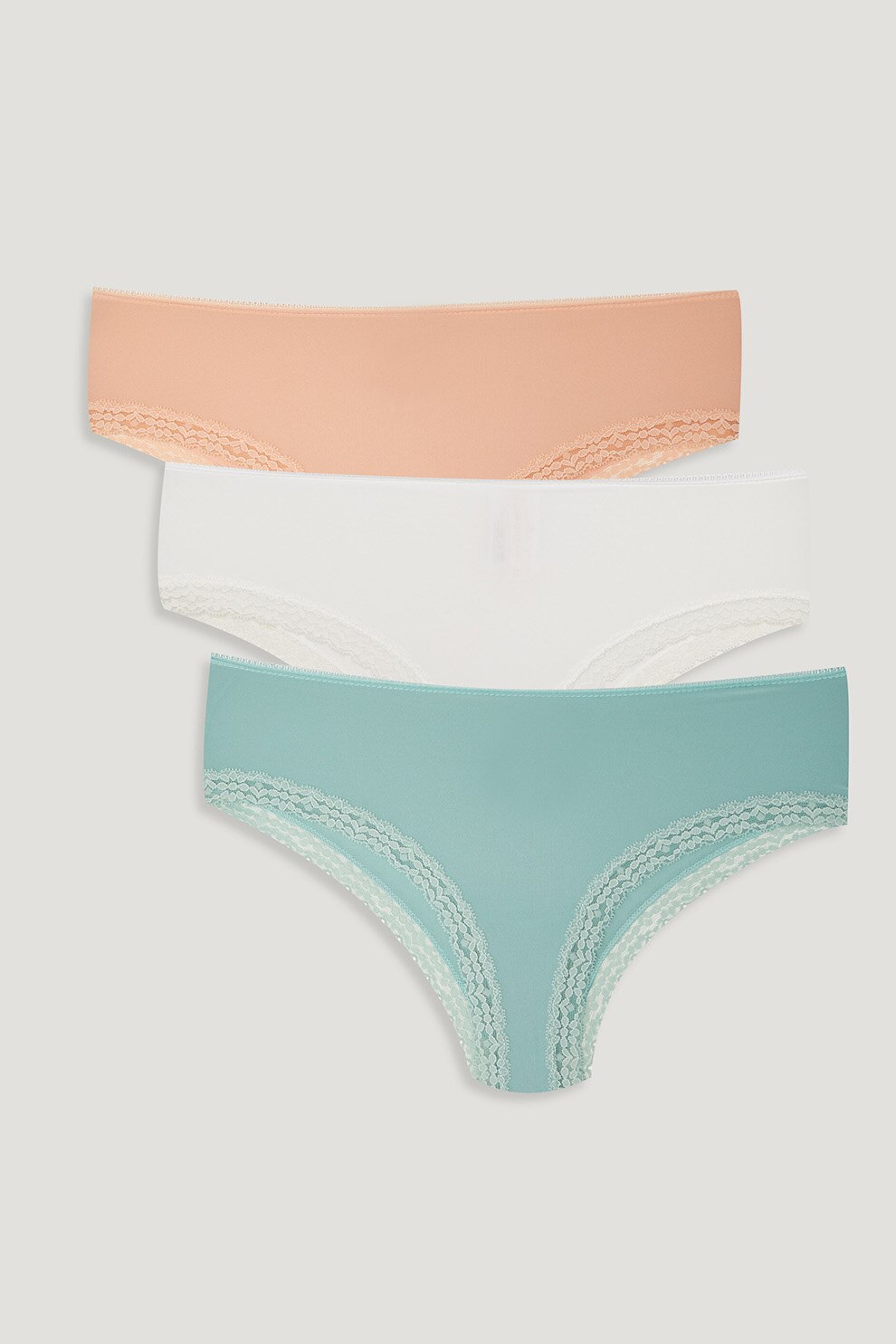 LC WAIKIKI, Set de chiloti cu terminatii de dantela - 3 perechi, Multicolora