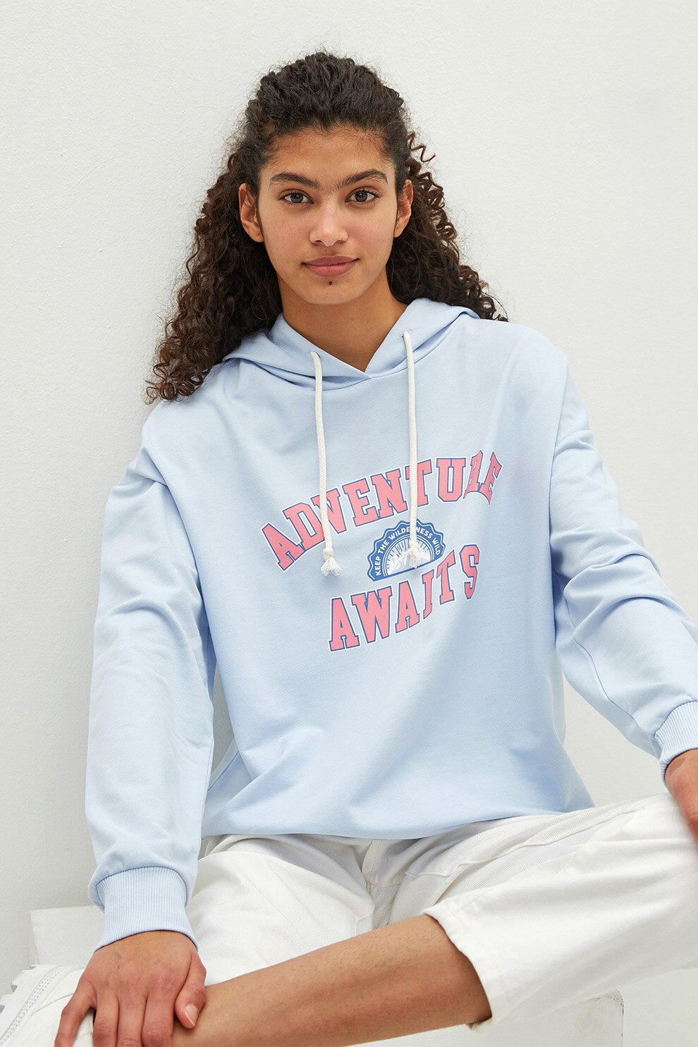 LC WAIKIKI, Hanorac lejer cu maneci cazute, Albastru lavanda/Corai/Albastru inchis