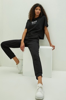 LC WAIKIKI, Pantaloni sport cu snur si talie inalta,W17316Z8, Negru LC WAIKIKI, Pantaloni sport cu snur si talie inalta,W17316Z8, Negru