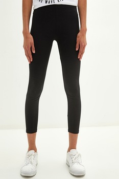 LC WAIKIKI, Colanti crop cu talie inalta, Negru, S LC WAIKIKI, Colanti crop cu talie inalta, Negru, S