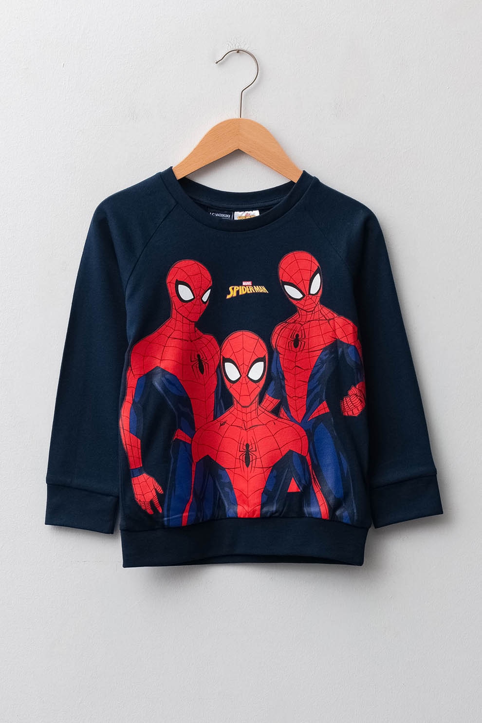 LC WAIKIKI, Bluza sport cu decolteu la baza gatului si imprimeu Spider-Man, Bleumarin/Rosu, 134 CM