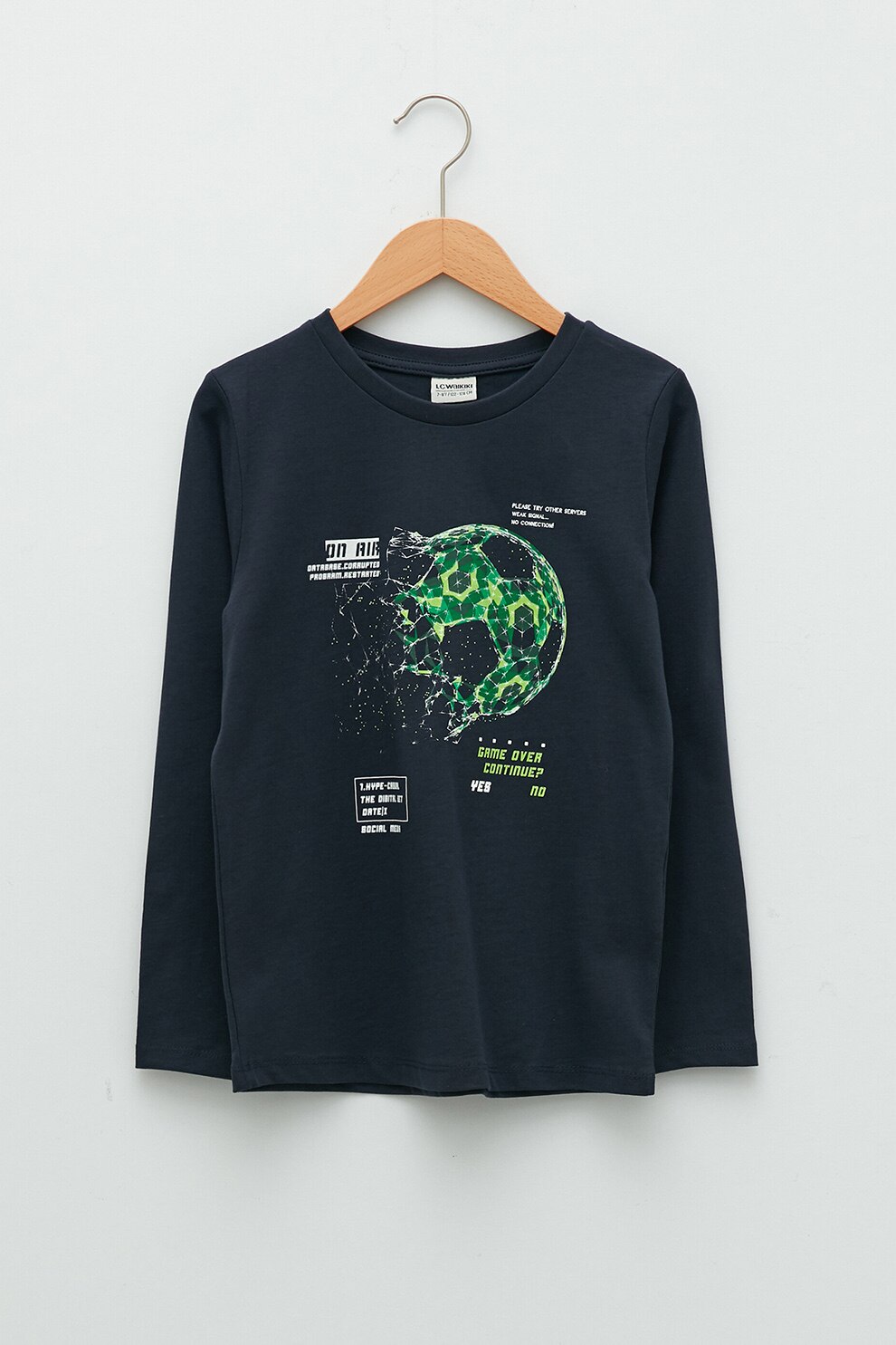 LC WAIKIKI, Bluza de bumbac cu imprimeu grafic, Bleumarin inchis