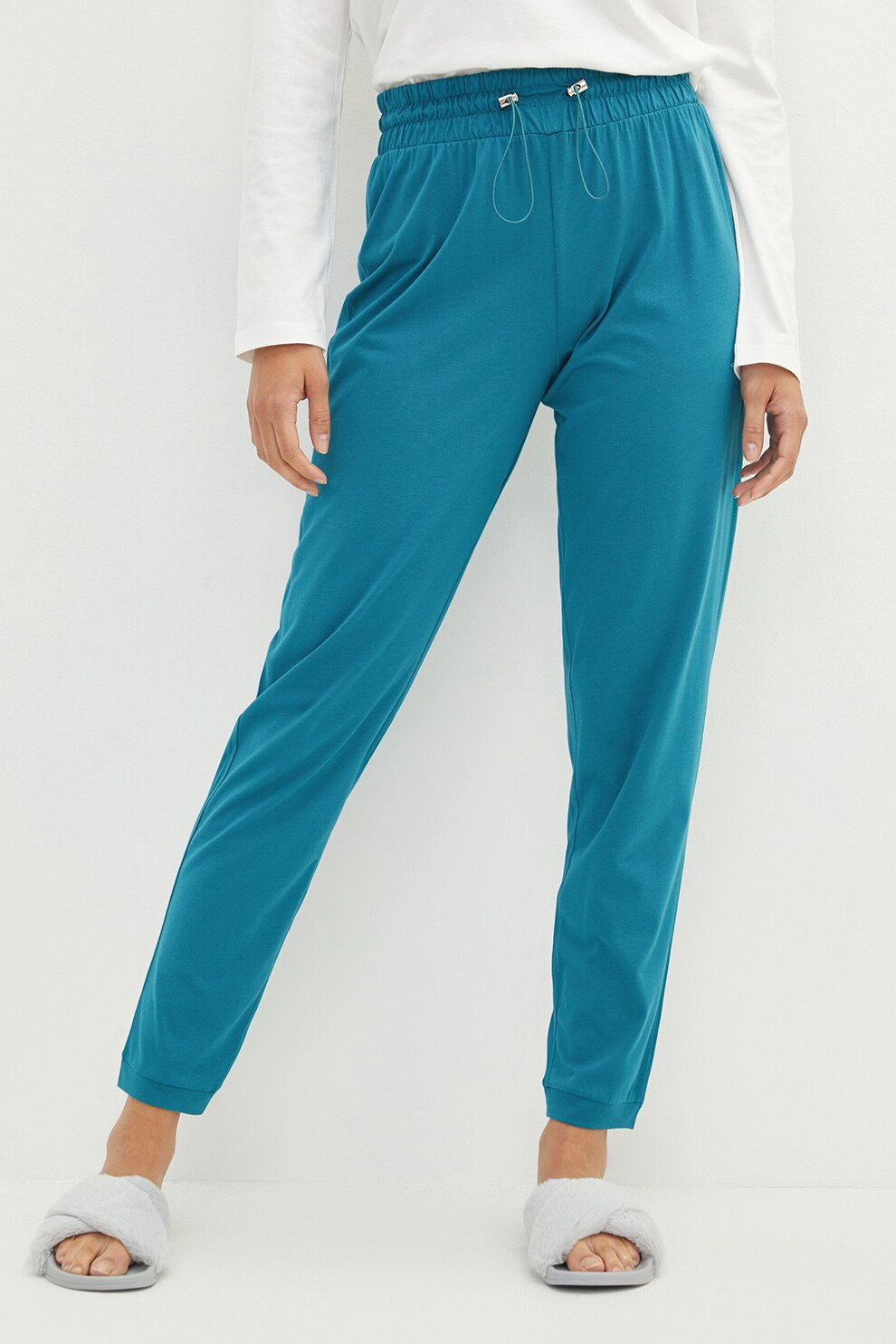 LC WAIKIKI, Pantaloni de pijama din amestec de modal cu snur, Albastru
