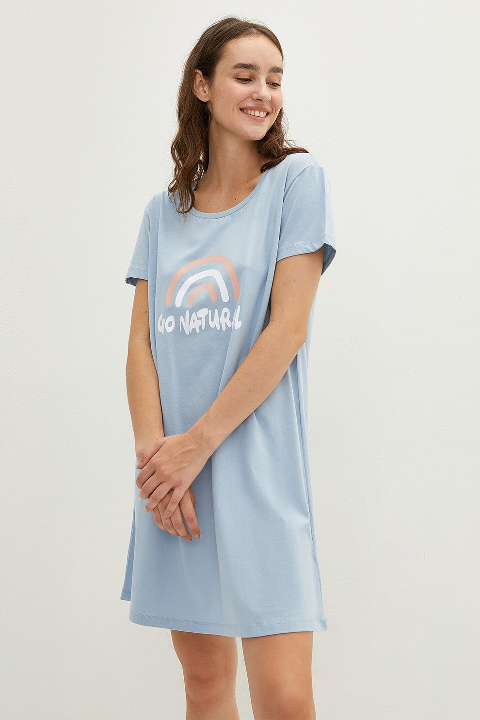 LC WAIKIKI, Camasa de noapte cu imprimeu, Albastru deschis, L