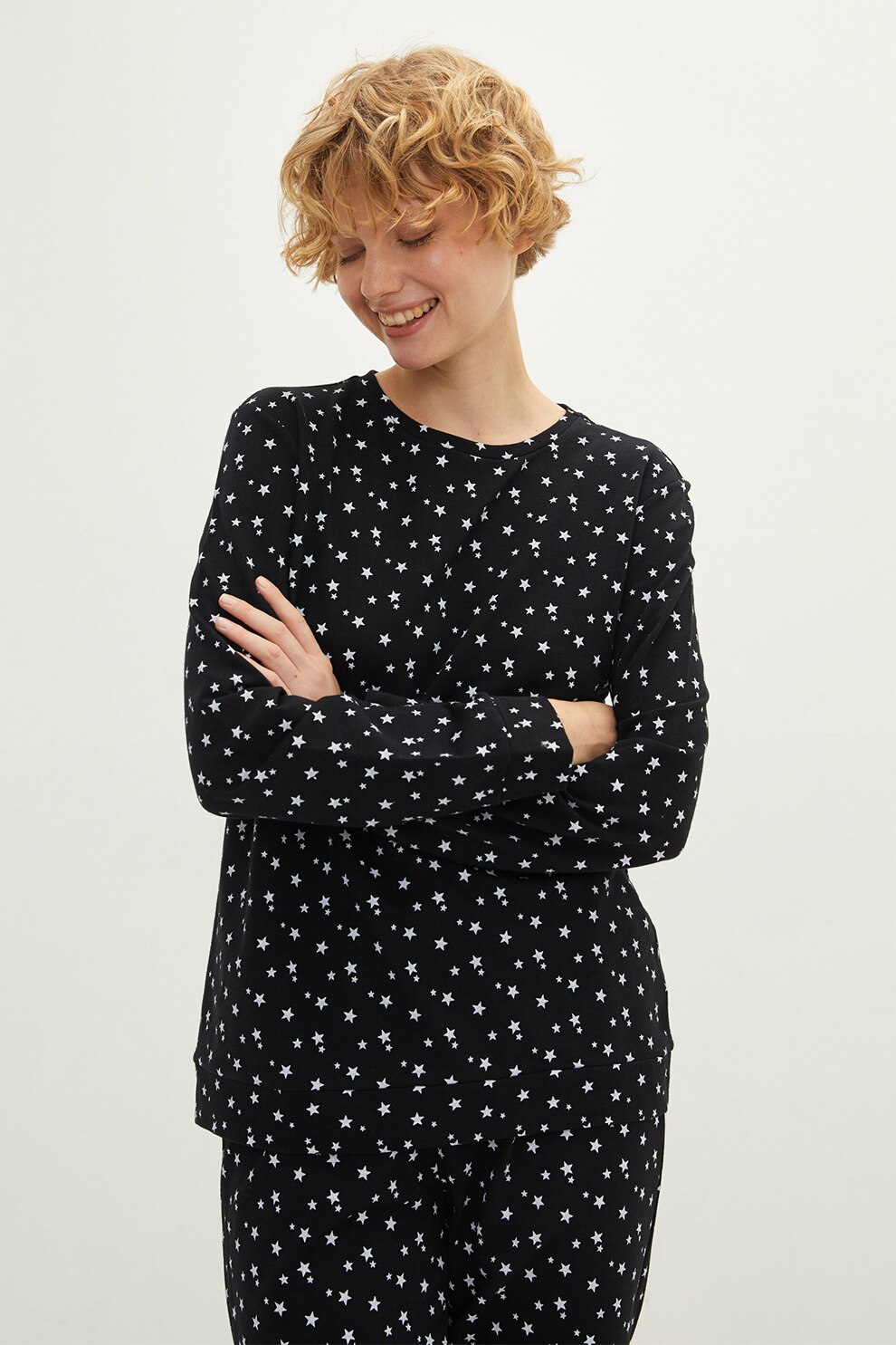 LC WAIKIKI, Pijama cu stele, Negru/Alb