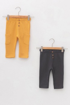 LC WAIKIKI, Set de pantaloni cu striatii si buzunare laterale - 2 perechi, Gri inchis/Galben mustar LC WAIKIKI, Set de pantaloni cu striatii si buzunare laterale - 2 perechi, Gri inchis/Galben mustar