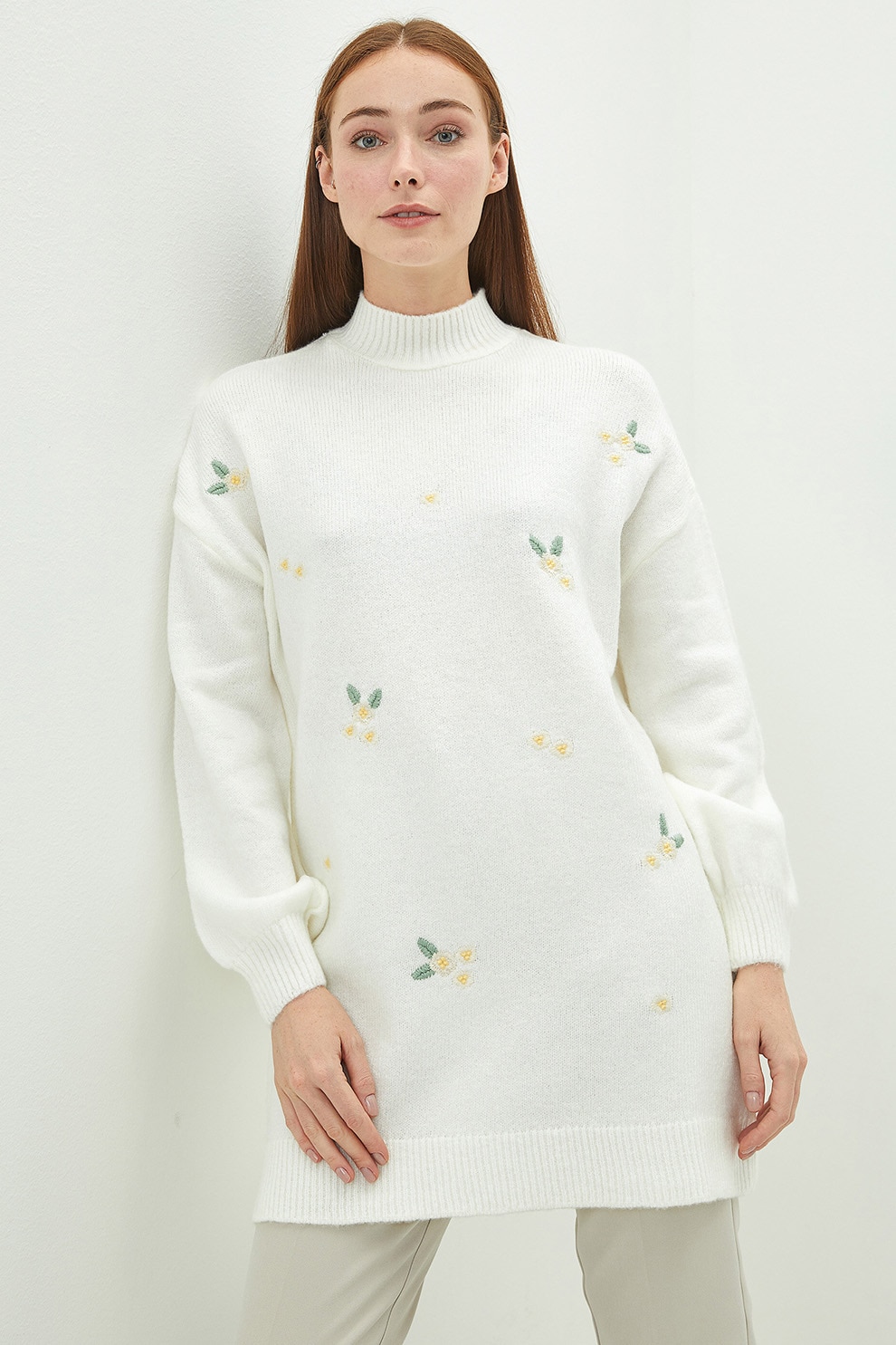 LC WAIKIKI, Pulover cu detalii brodate, Alb