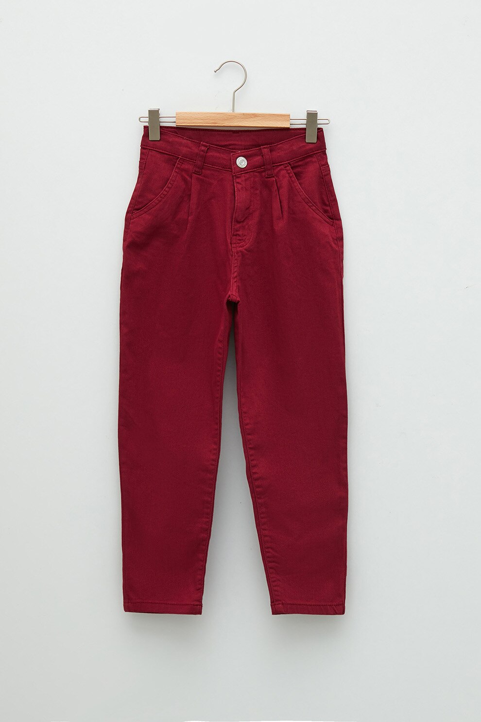 LC WAIKIKI, Pantaloni cu talie inalta, Rosu inchis