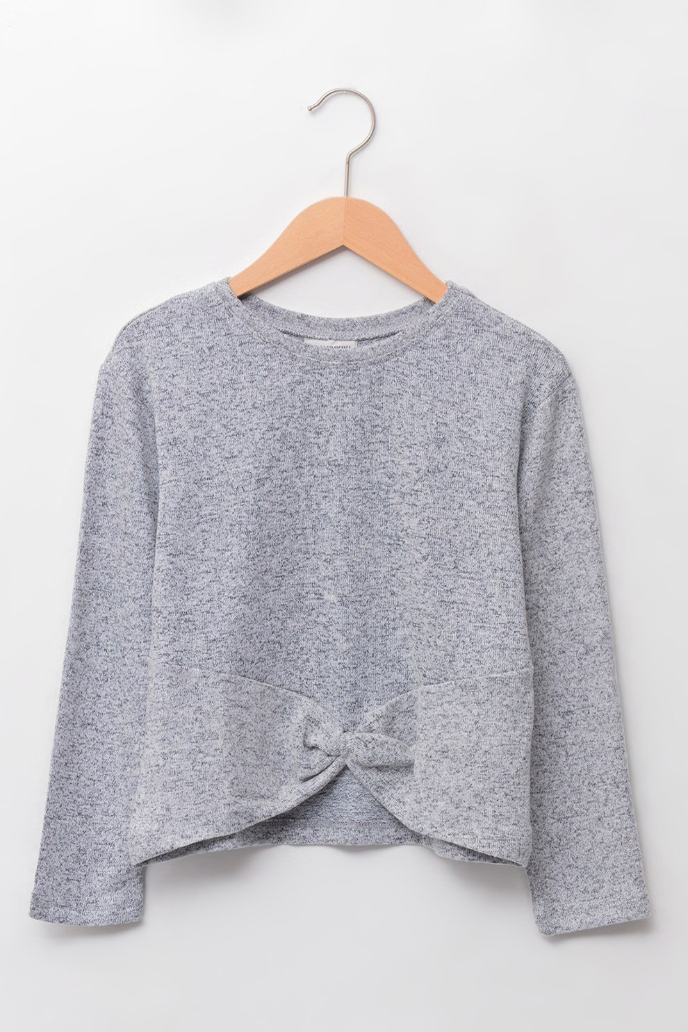 LC WAIKIKI, Bluza din tricot cu fronseu, Gri melange
