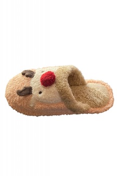 Papuci de casa pentru dama cu imprimeu reni, Roz cu imprimeu multicolor, 36-37 Papuci de casa pentru dama cu imprimeu reni, Roz cu imprimeu multicolor, 36-37