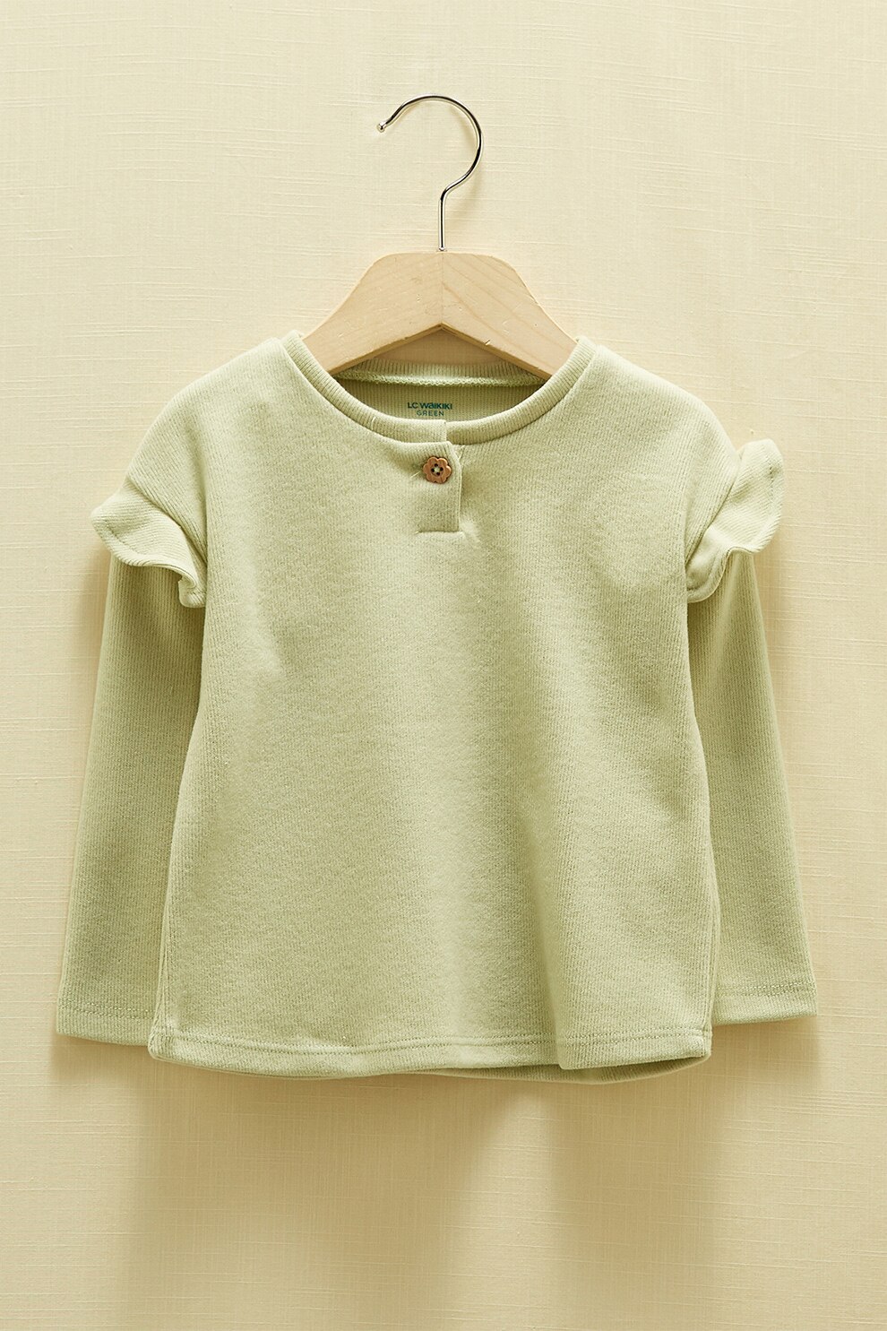 LC WAIKIKI, Pulover Henley de bumbac organic, Verde sparanghel
