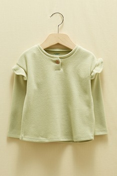 LC WAIKIKI, Pulover Henley de bumbac organic, Verde sparanghel LC WAIKIKI, Pulover Henley de bumbac organic, Verde sparanghel