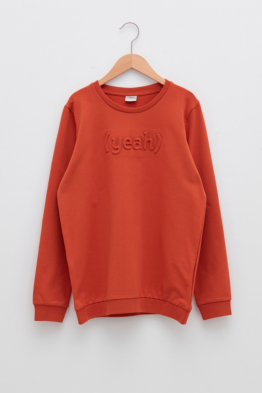 LC WAIKIKI, Bluza sport cu text in relief, Oranj stins