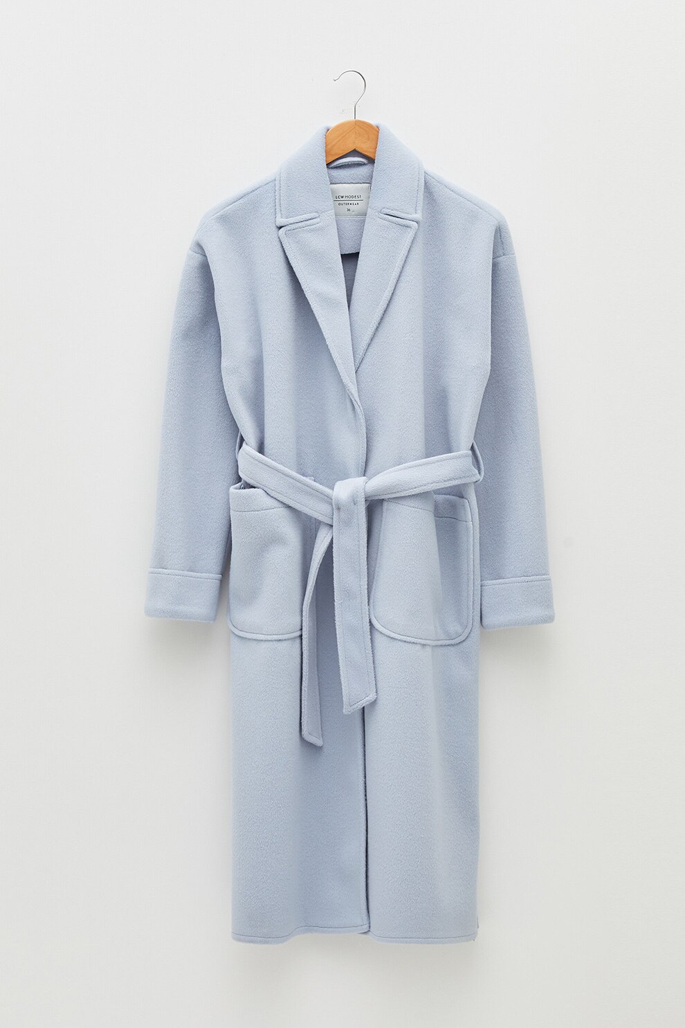 LC WAIKIKI, Palton cu buzunare aplicate si revere decupate, Albastru deschis