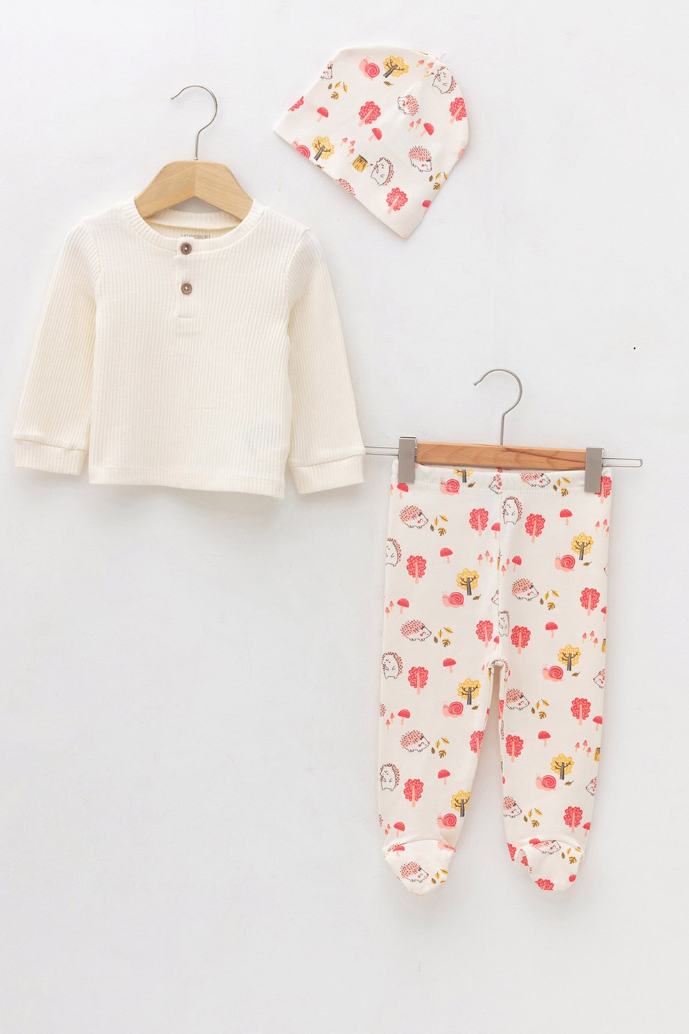 LC WAIKIKI, Set de imbracaminte din amestec de bumbac - 3 piese, Alb/Roz