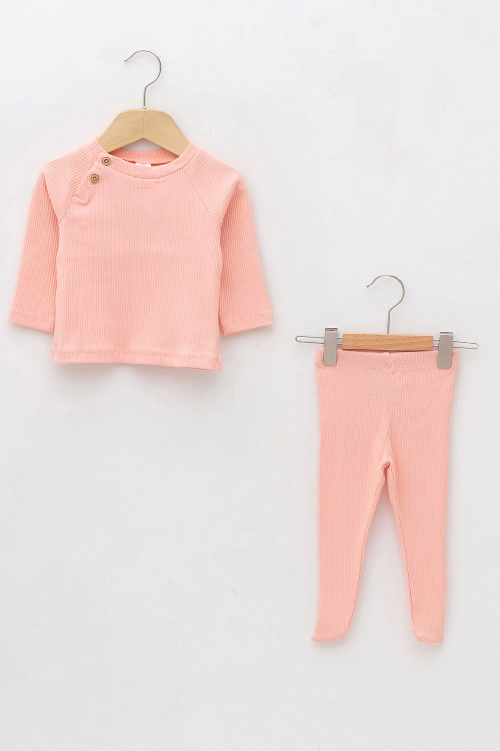 LC WAIKIKI, Set de bluza cu striatii si dres - 2 piese, Roz