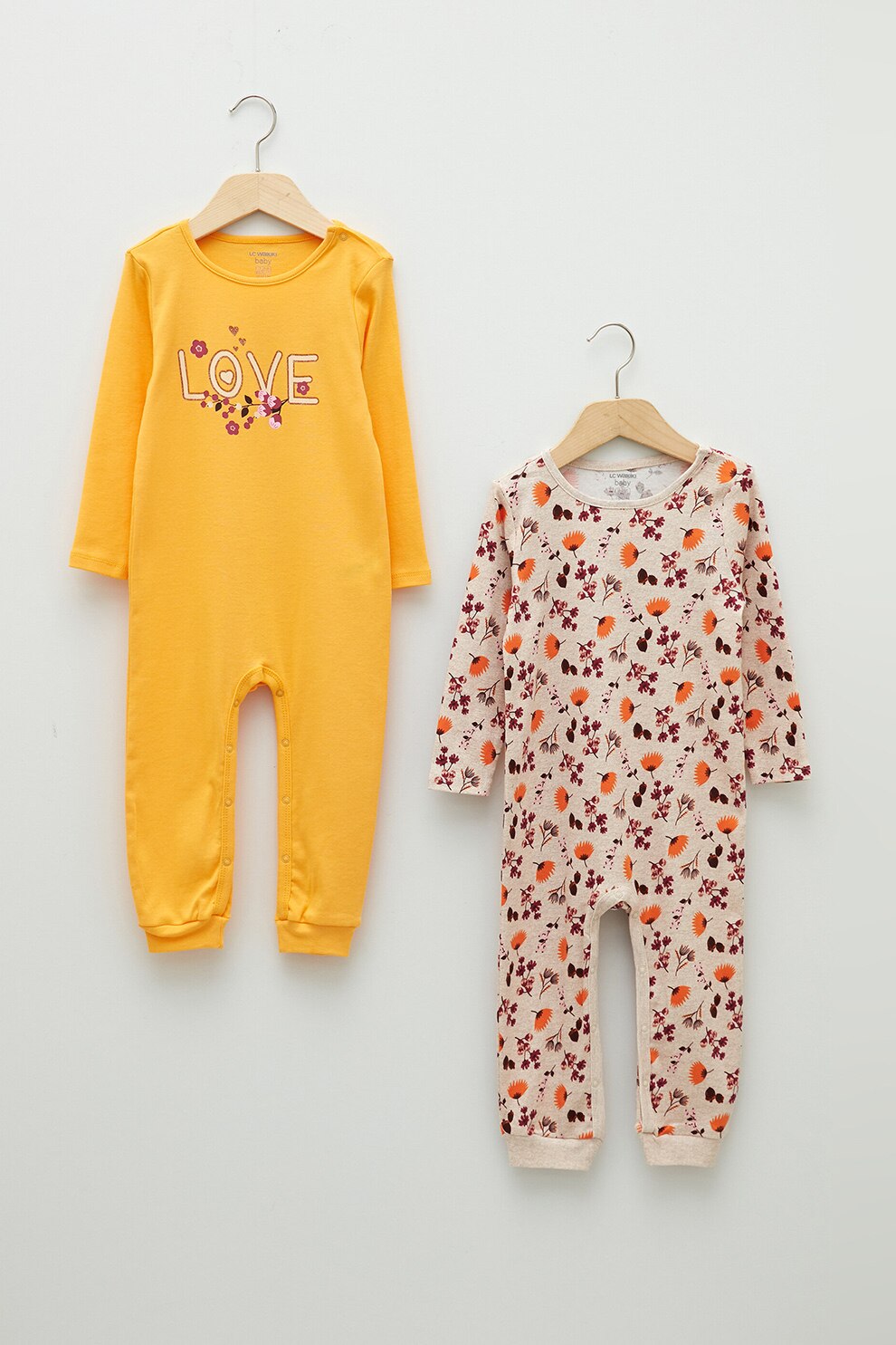 LC WAIKIKI, Set de salopete de bumbac cu imprimeu - 2 piese, Galben mustar