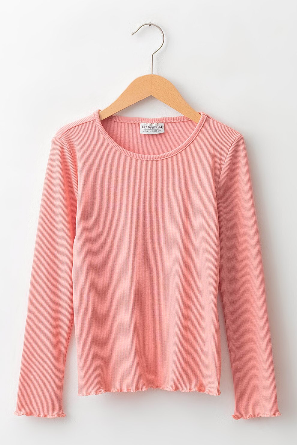 LC WAIKIKI, Bluza cu decolteu la baza gatului si aspect striat, Roz deschis