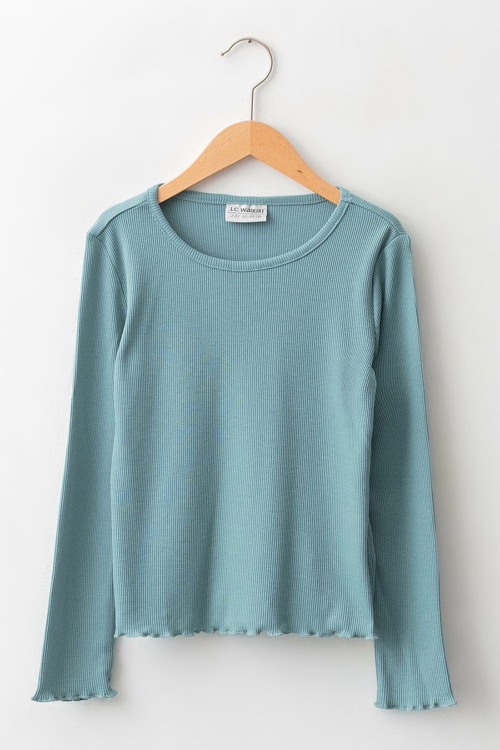 LC WAIKIKI, Bluza cu decolteu la baza gatului si aspect striat, Albastru prafuit