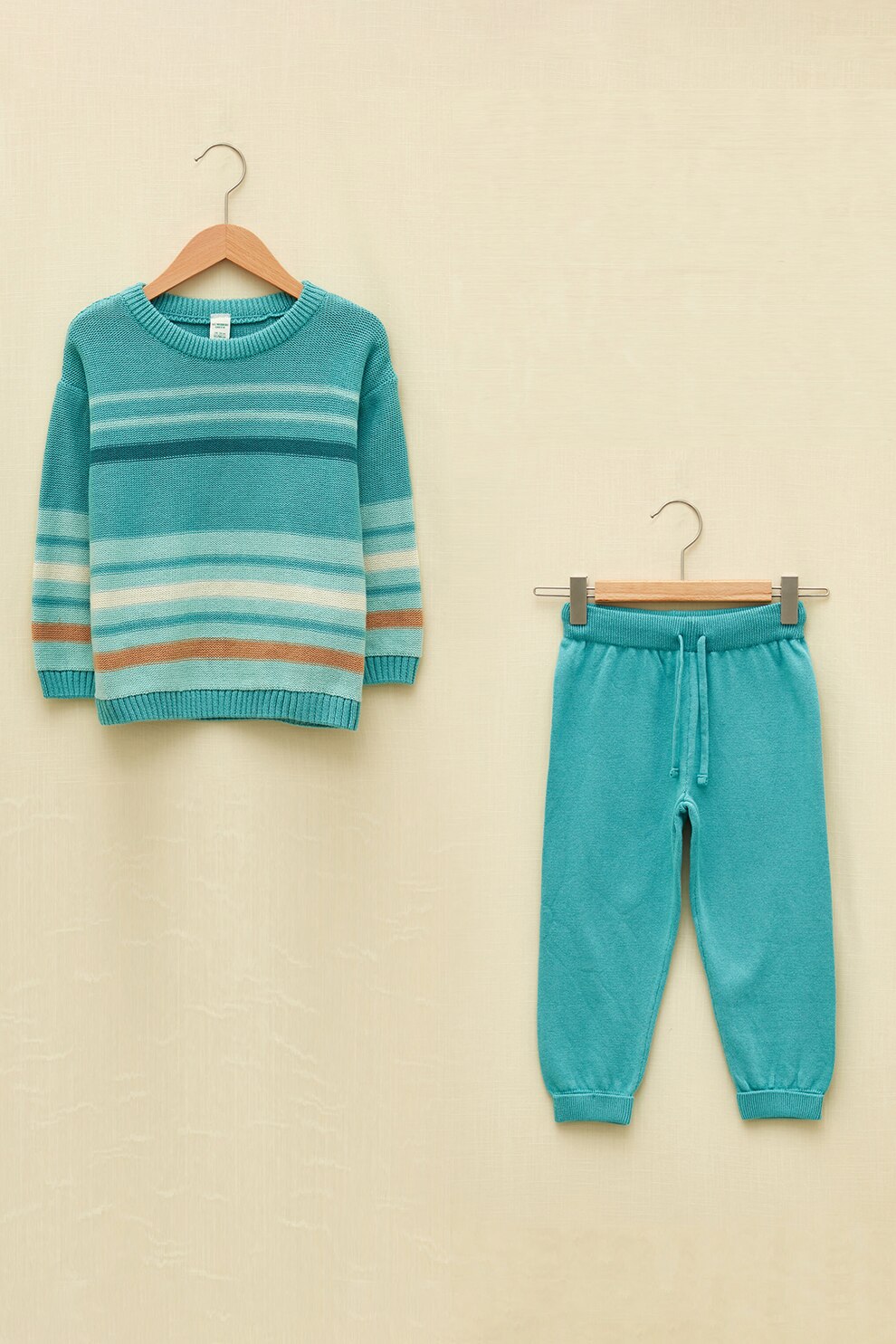 LC WAIKIKI, Set de pulover tricotat si pantaloni, 2 piese, Turcoaz