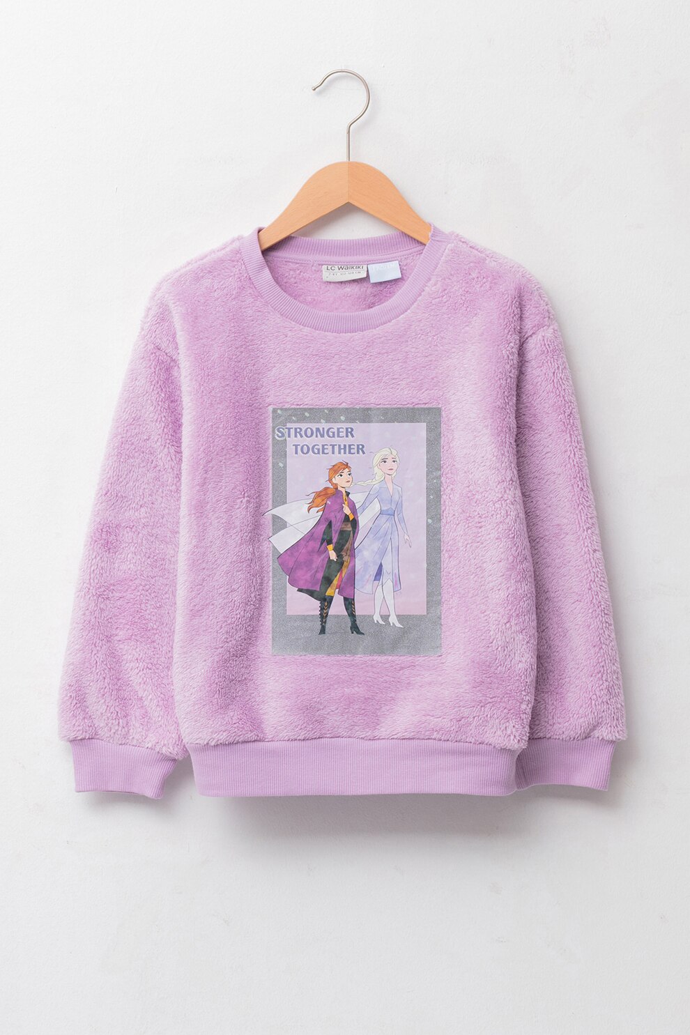 LC WAIKIKI, Bluza sport din material terry cu imprimeu Frozen, Lila