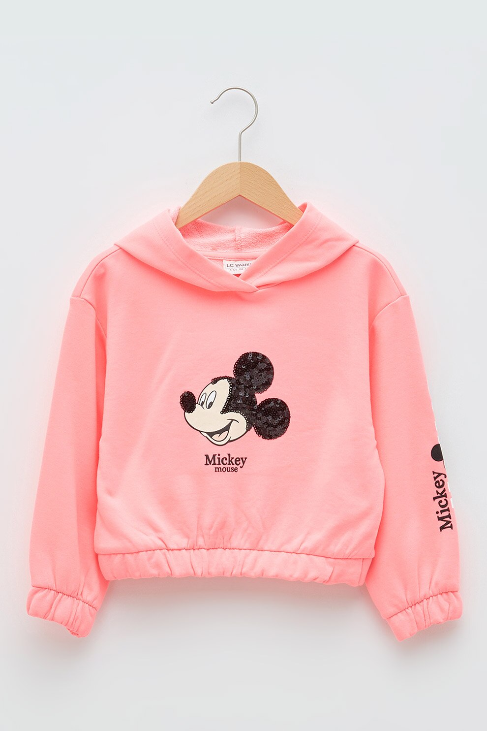 LC WAIKIKI,Hanorac cu model Mickey Mouse cu paiete, 140-146 CM, Roz deschis