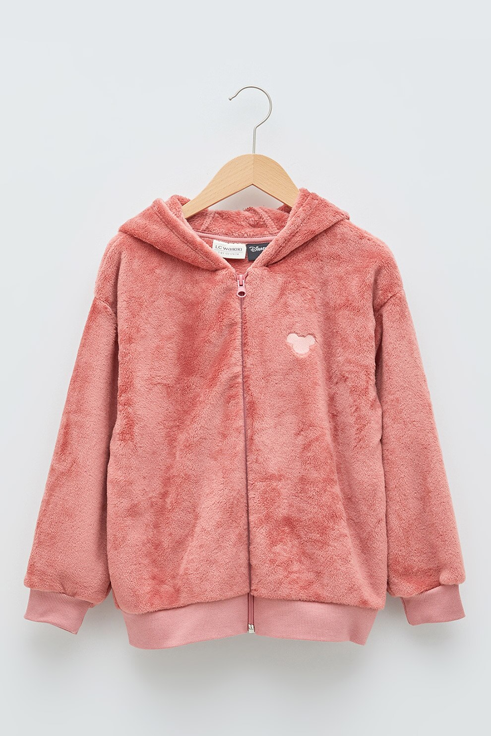 LC WAIKIKI, Hanorac cu fermoar si aspect pufos, 116-122 CM, Roz somon