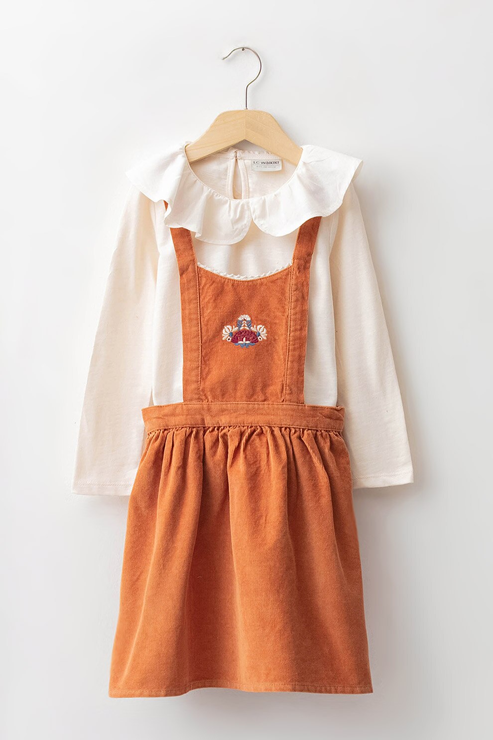 LC WAIKIKI, Set de sarafan si bluza, Alb/Maro scortisoara