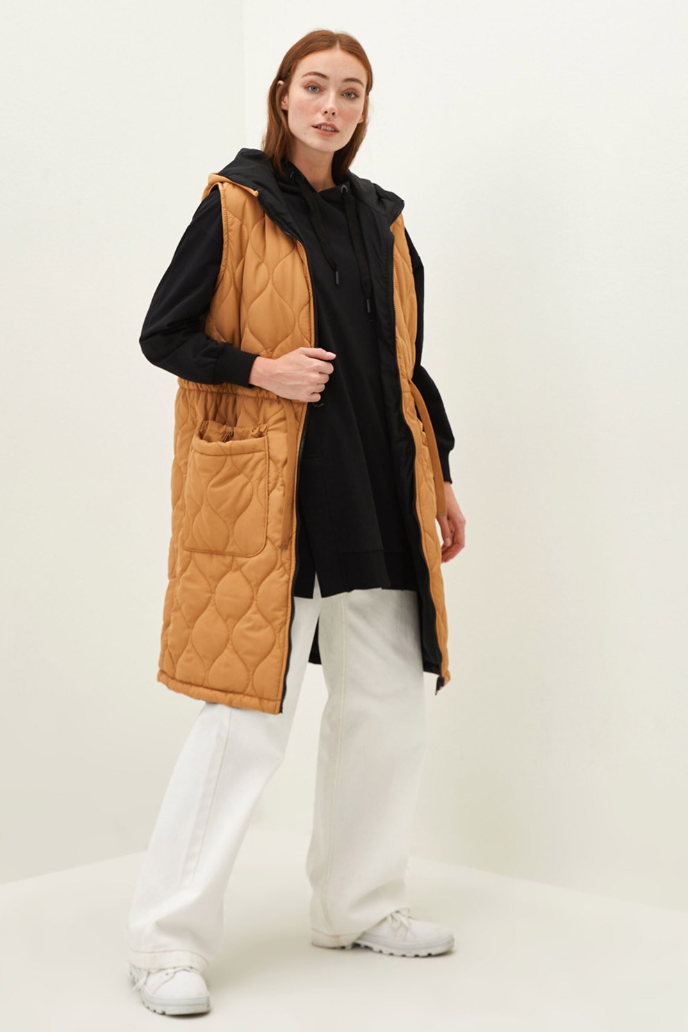 LC WAIKIKI, Vesta reversibila cu gluga, Negru/Bej