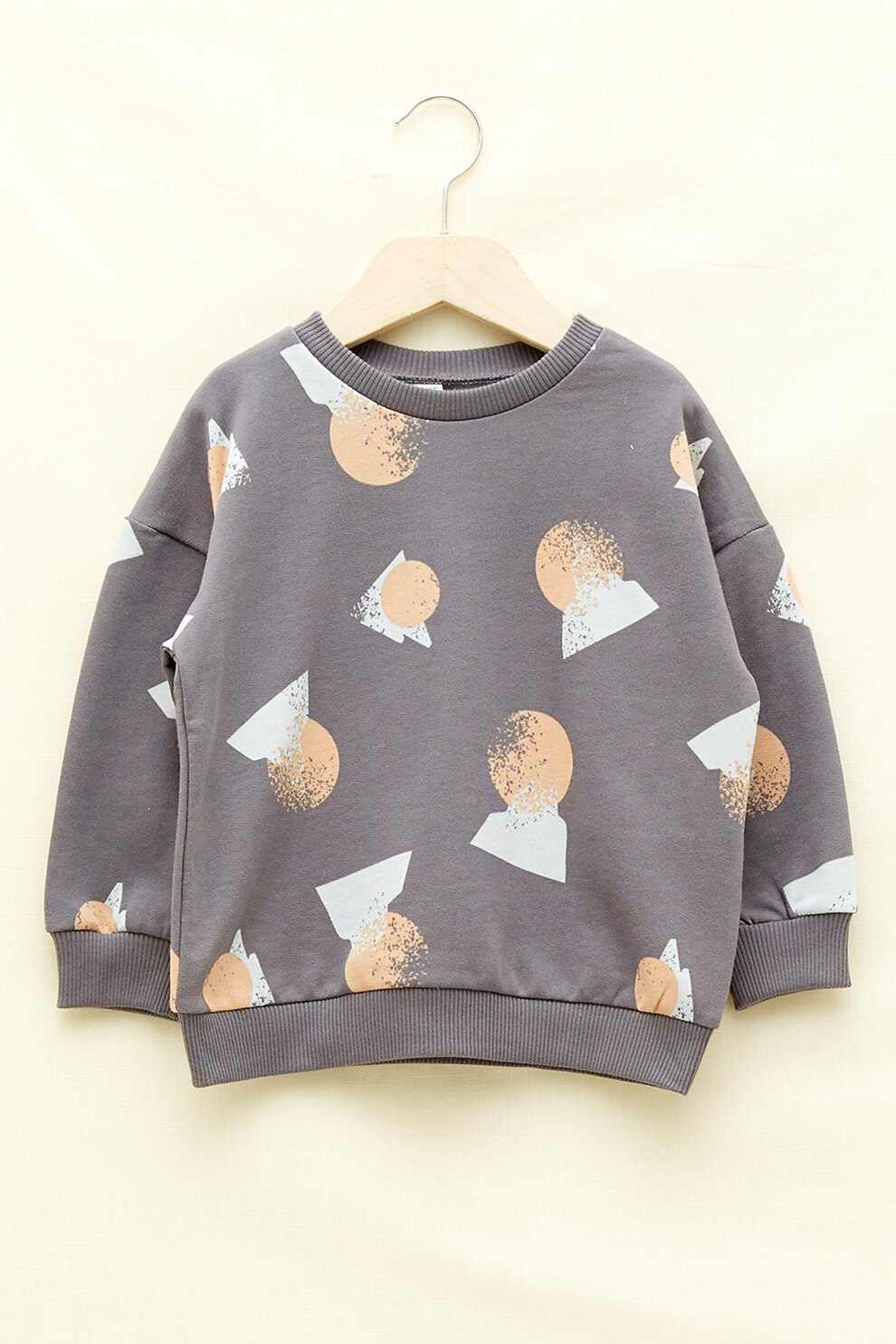 LC WAIKIKI, Bluza sport de bumbac organic cu imprimeu, Gri inchis