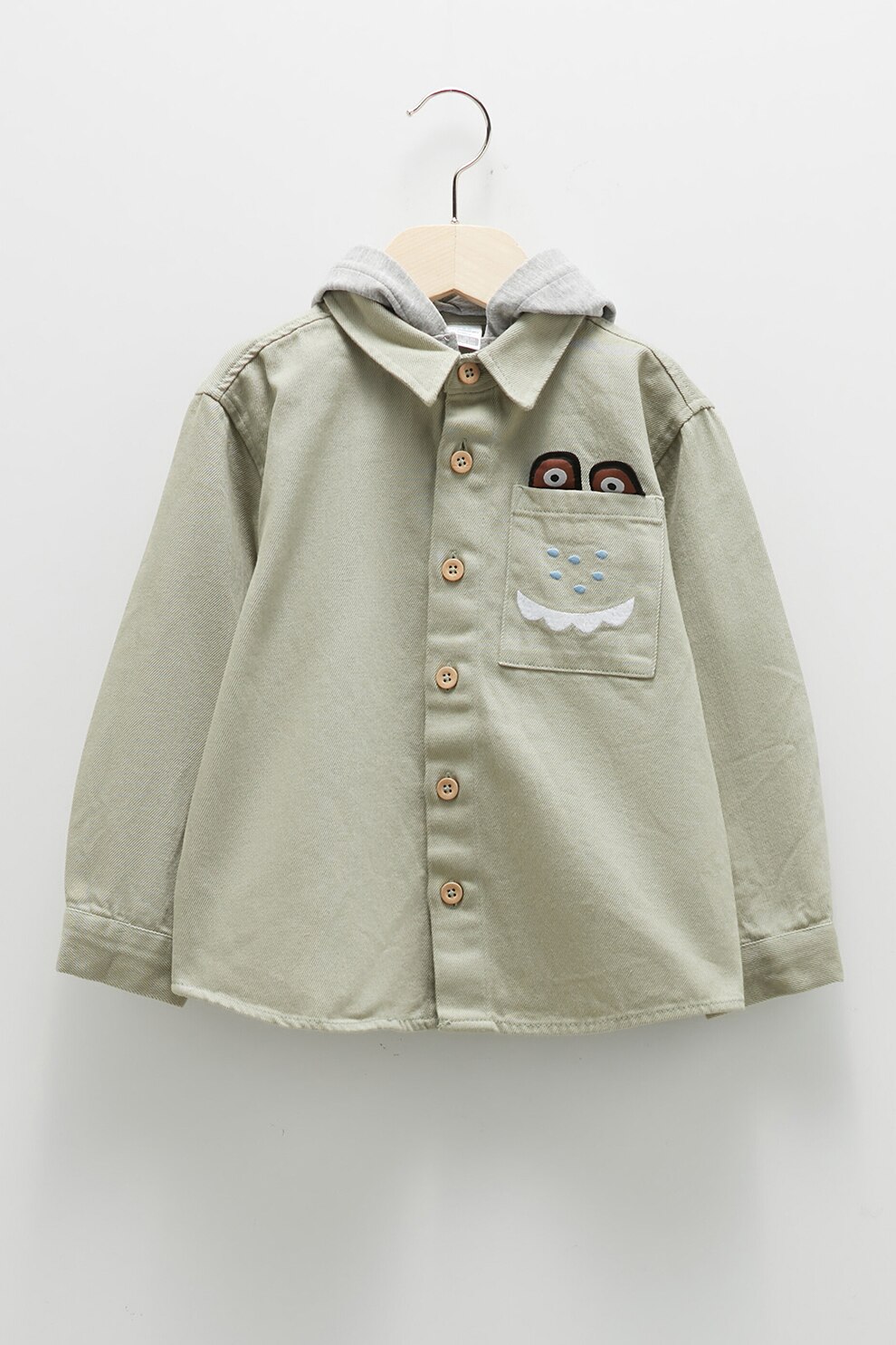 LC WAIKIKI, Camasa cu gluga si buzunar pe piept, verde sparanghel