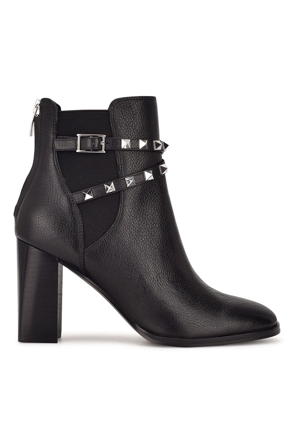 NINE WEST, Botine de piele cu tinte Donda, Negru