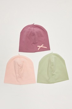LC WAIKIKI, Set de caciuli cu funda - 3 piese, verde pal, lila prafuit, roz pal LC WAIKIKI, Set de caciuli cu funda - 3 piese, verde pal, lila prafuit, roz pal