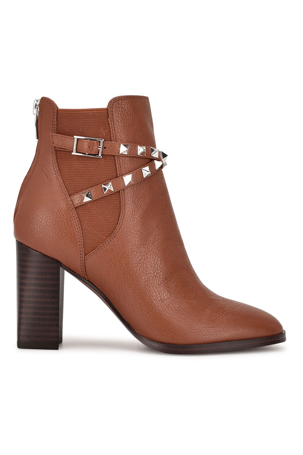 NINE WEST, Botine de piele cu tinte Donda, Maro