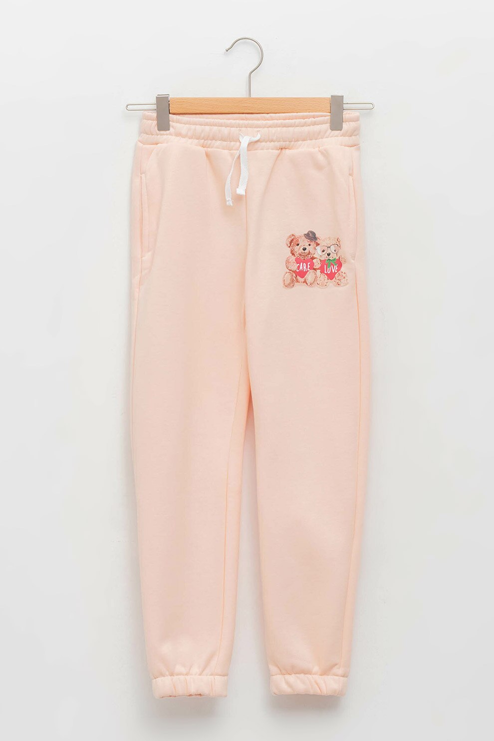 LC WAIKIKI, Pantaloni sport cu snur si imprimeu discret, Roz pastel