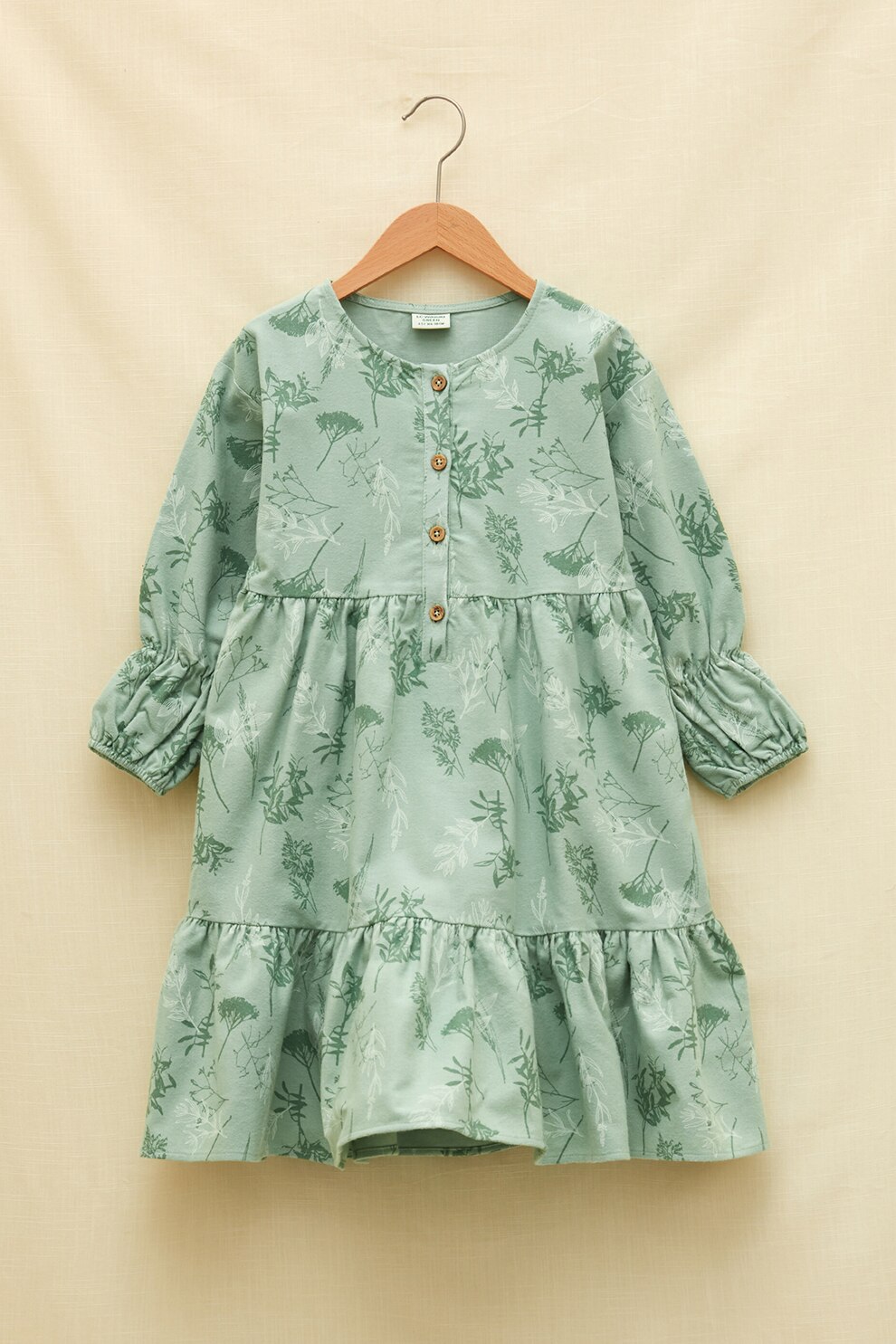 LC WAIKIKI, Rochie evazata din jerseu cu model vegetal, verde sparanghel