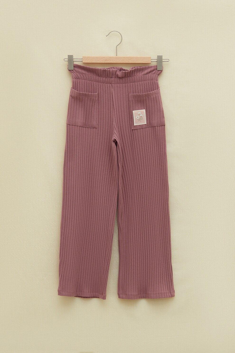 LC WAIKIKI, Pantaloni cu croiala ampla si aspect striat, Rosu stins