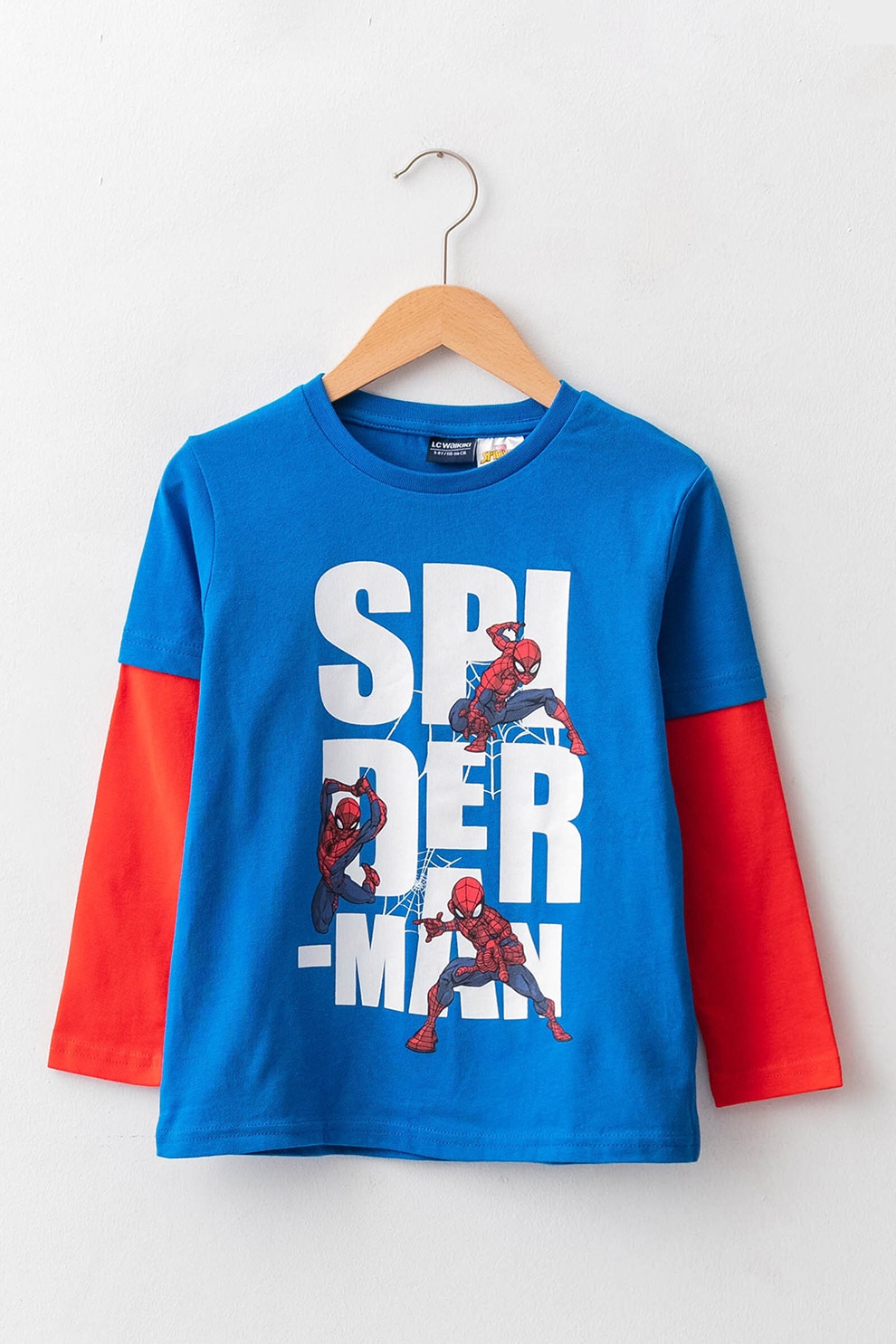 LC WAIKIKI, Bluza cu decolteu la baza gatului si maneci raglan, Albastru/Alb/Rosu