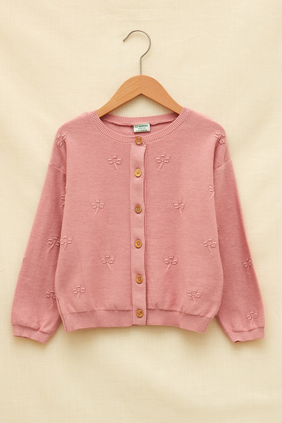 LC WAIKIKI, Cardigan cu detalii brodate, Roz prafuit