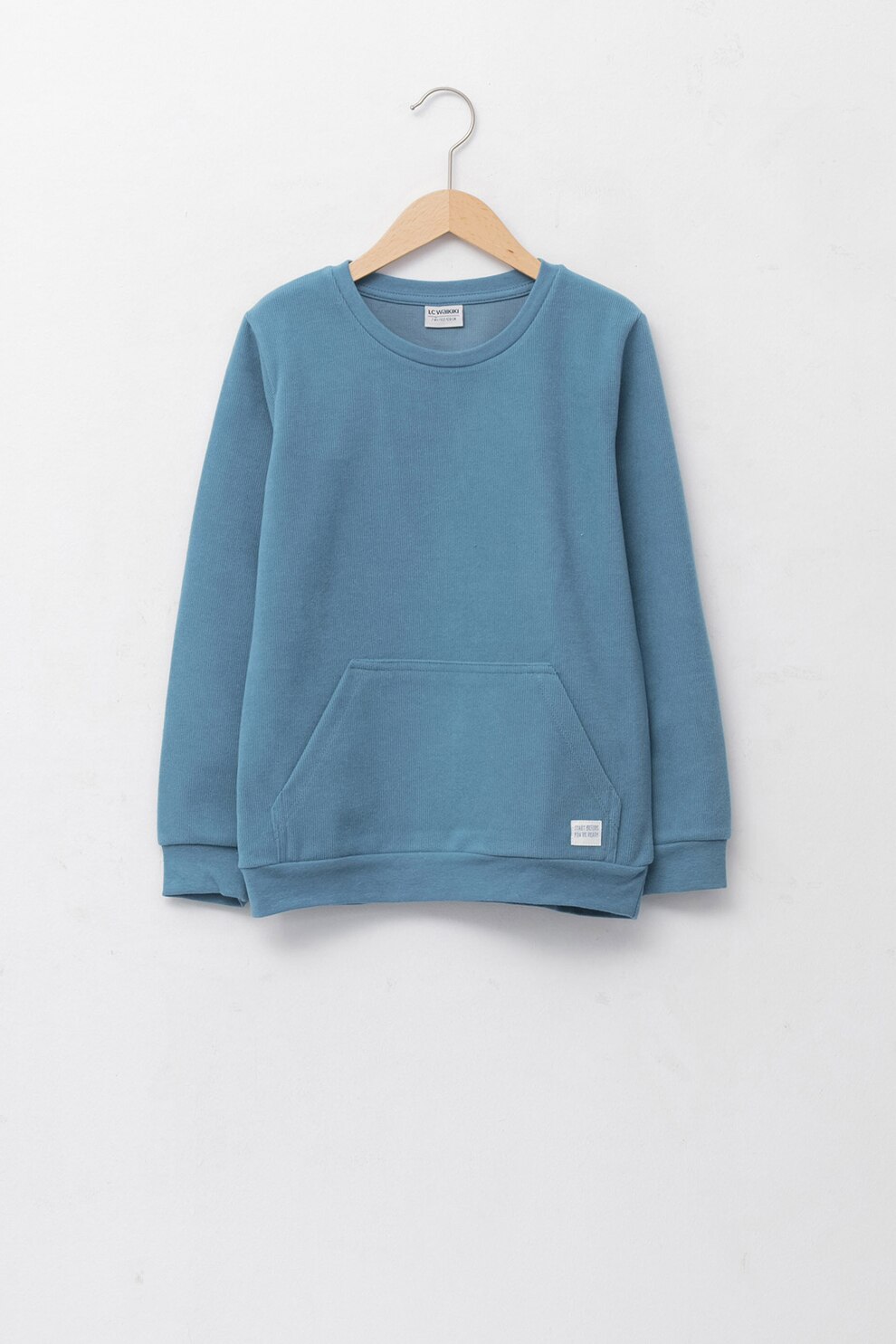 LC WAIKIKI, Bluza sport cu decolteu la baza gatului si buzunar kangaroo, Albastru inchis