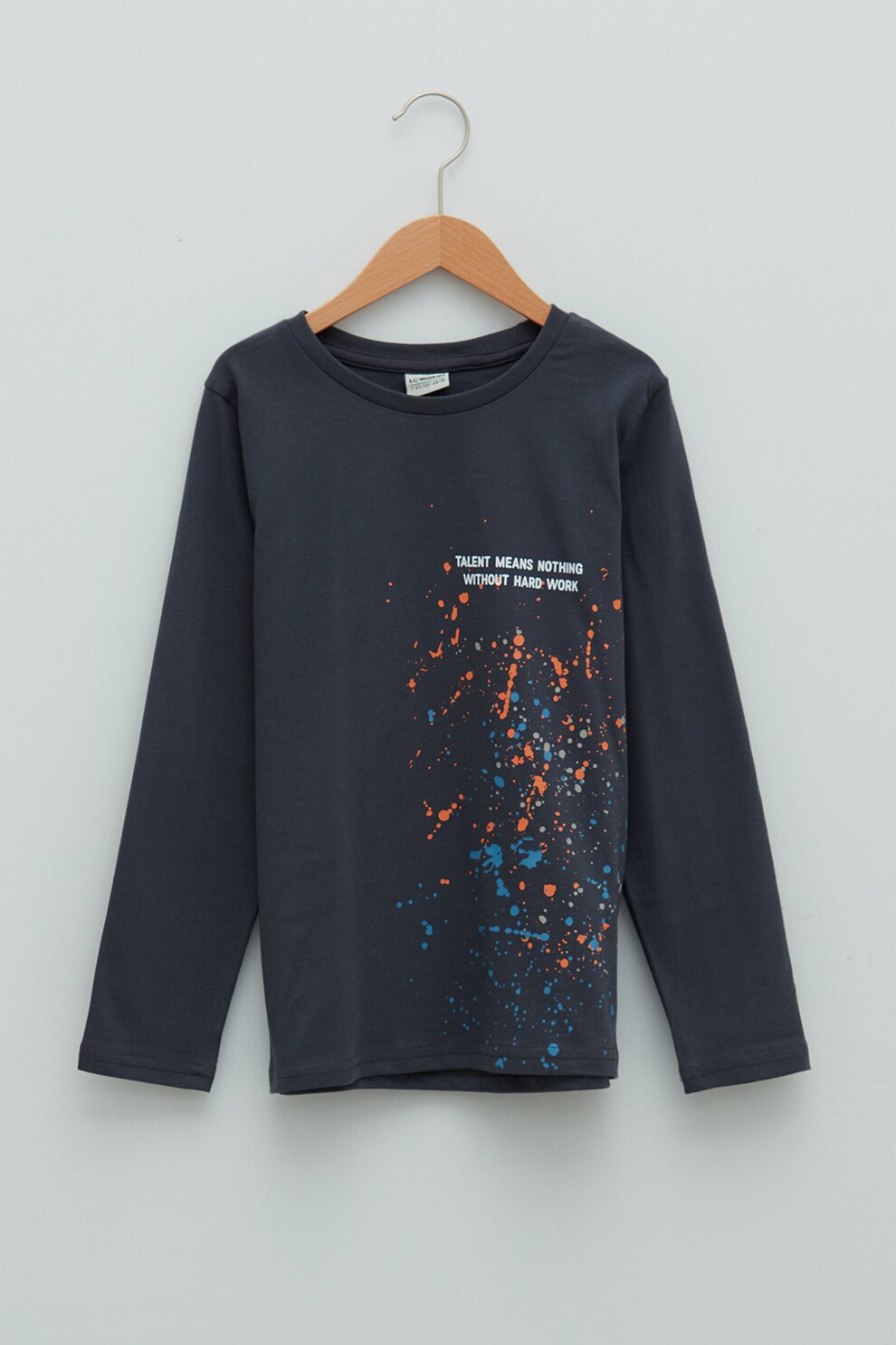 LC WAIKIKI, Bluza cu imprimeu si maneci cazute, gri antracit, oranj, albastru