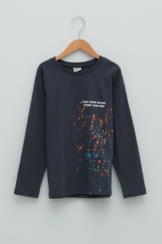 LC WAIKIKI, Bluza cu imprimeu si maneci cazute, gri antracit, oranj, albastru LC WAIKIKI, Bluza cu imprimeu si maneci cazute, gri antracit, oranj, albastru