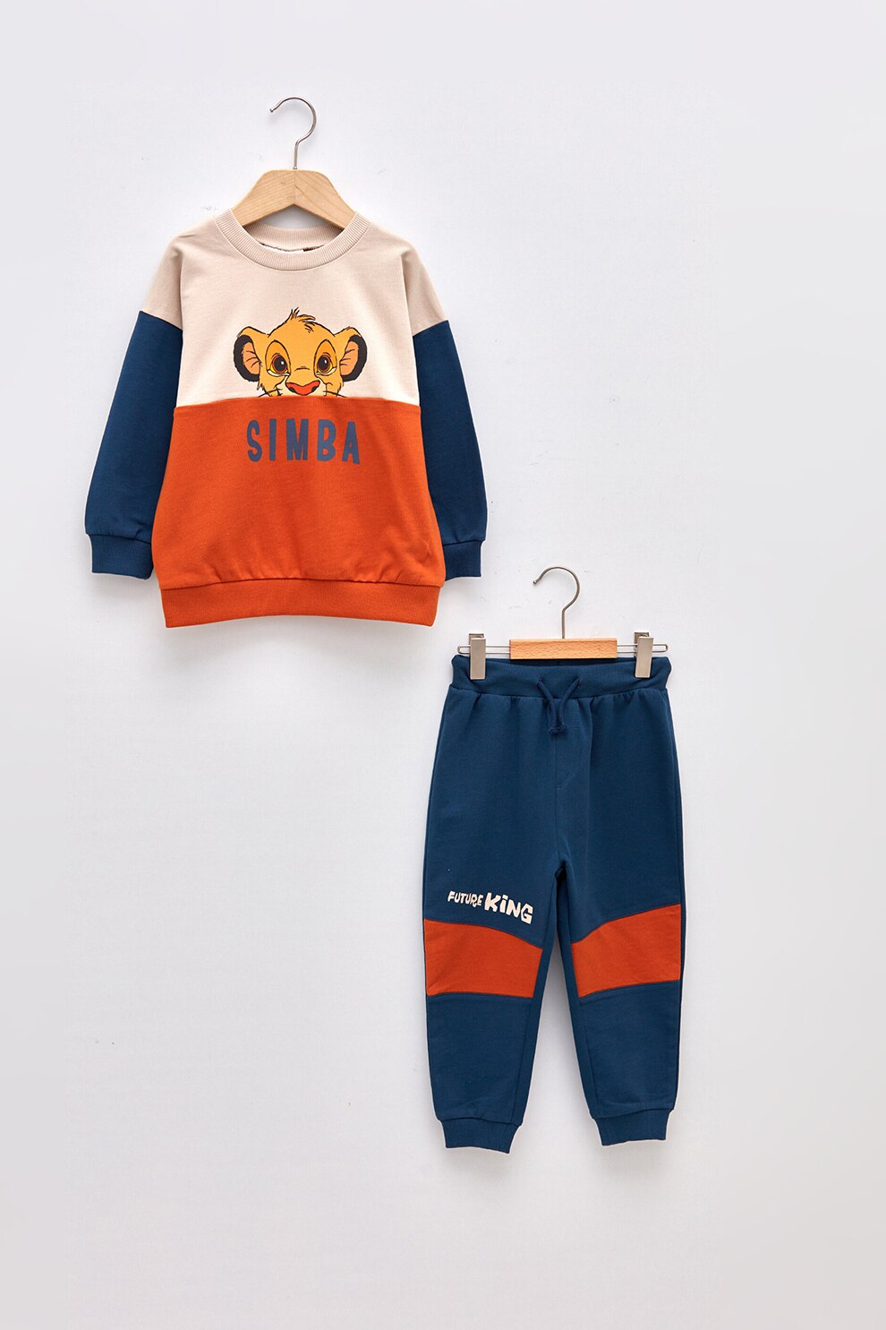 LC WAIKIKI, Set de bluza sport cu imprimeu si pantaloni sport - 2 piese, bleumarin, bej, oranj, 92-98 CM