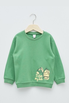 LC WAIKIKI, Bluza sport de bumbac cu decolteu la baza gatului si imprimeu grafic, Verde deschis LC WAIKIKI, Bluza sport de bumbac cu decolteu la baza gatului si imprimeu grafic, Verde deschis